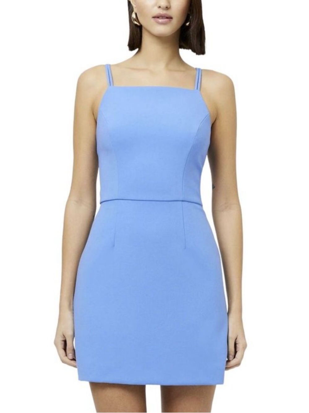 French Connection Cornflower Blue Square-Neck Mini Dress